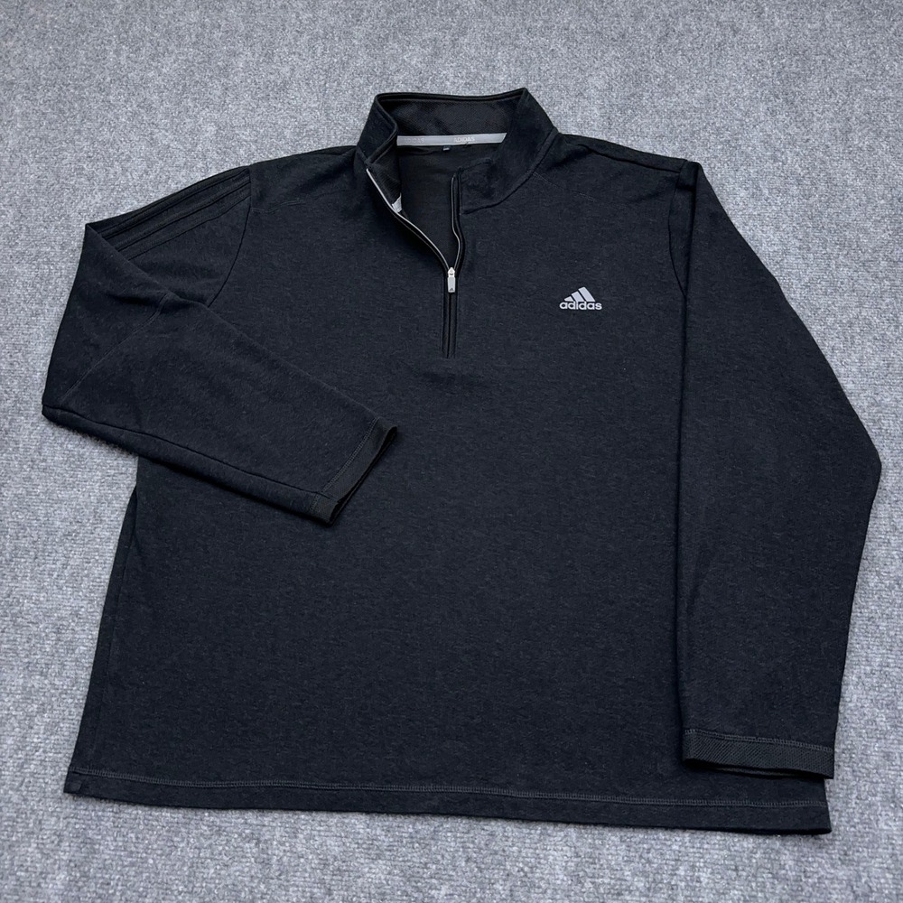 adidas 3-Stripes 1/4 Zip Pullover Men *XL* Black Melange Golf Performance GH7051